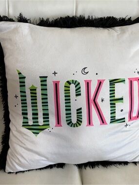 Wicked Holiday Throw Pillow - White with Pink & Green Accents